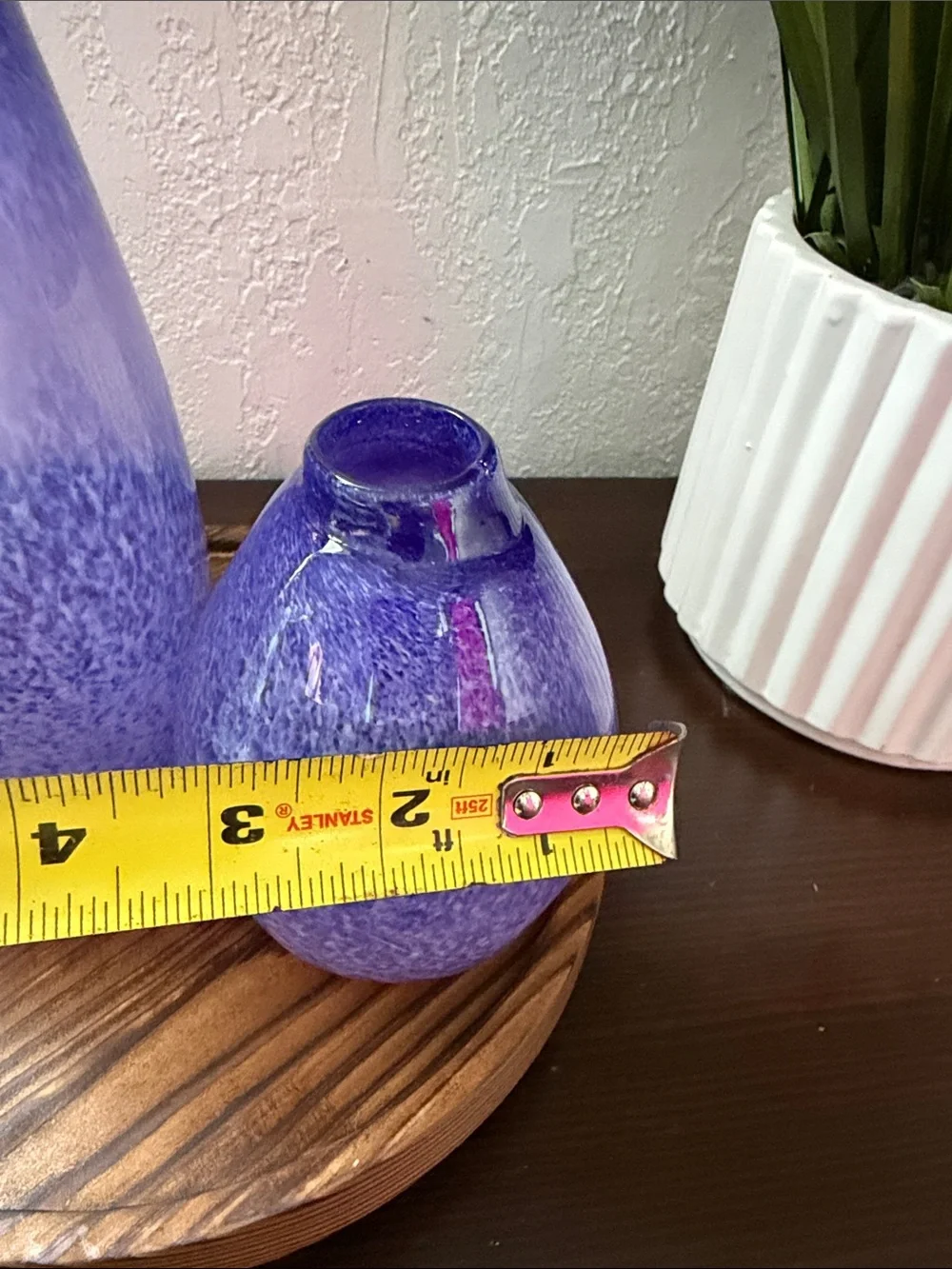 Handcrafted Purple Glass Vases - Set of 2